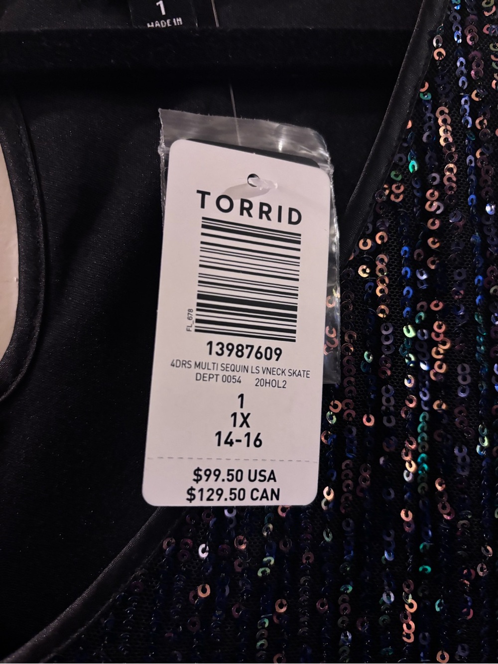Torrid Black Sequin V-Neck Fit & Flare Dress - Picture 3 of 5